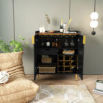 Urban Oak Coffee Bar Trolley with Wine Storage & Utility Drawer - Image 7