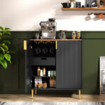 Modern Coffee Bar Cabinet with Wine Storage & Utility Drawer - Image 2