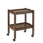 Wood-Finish Bar Cart with Dual Detachable Trays - Image 2