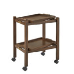 Wood-Finish Bar Cart with Dual Detachable Trays - Image 5