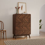 48-Inch Tall Engineered Wood Storage Chest with Five Functional Drawers for Home Organisation