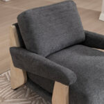 Coffee Chenille Upholstered Armchair with Wooden Base for Living & Lounge Corners - Image 6