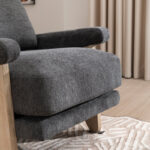 Coffee Chenille Upholstered Armchair with Wooden Base for Living & Lounge Corners - Image 5