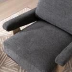 Coffee Chenille Upholstered Armchair with Wooden Base for Living & Lounge Corners - Image 3