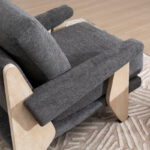 Coffee Chenille Upholstered Armchair with Wooden Base for Living & Lounge Corners - Image 12