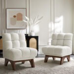 Contemporary Accent Arm Chairs with Solid Wood Leg Structure and Upholstered Comfort Seating