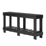 U-Style Pine Veneer Console Table with Vertical Stripe Drawer Fronts and Four-Leg Design - Image 7