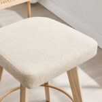 Bar Stools with Rattan Cane Backrest and Solid Wood Base for Counters (Set of 2) - Image 9