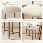 Classic Upholstered Counter Stool Set with Solid Wood Bar Frame (Pack of 2) - Image 4