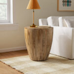 Solid Wood End Table with Natural Finish and Contemporary Compact Shape - Image 3