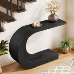 C-Shaped Mid-Century Wooden Console Table for Entryway and Living Room - Image 2