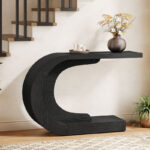 C-Shaped Mid-Century Wooden Console Table for Entryway and Living Room - Image 5