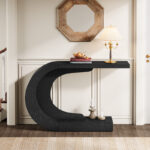 C-Shaped Mid-Century Wooden Console Table for Entryway and Living Room - Image 4