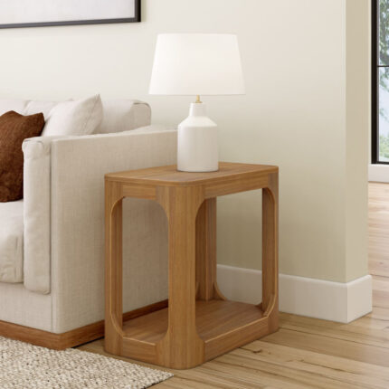 Solid Wood End Table with Natural Finish and Minimal Modern Look
