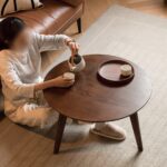 Compact Walnut Wood Round Coffee Table for Modern Indian Living Rooms - Image 3