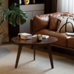 Compact Walnut Wood Round Coffee Table for Modern Indian Living Rooms - Image 4