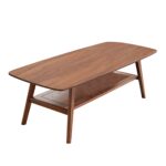 Solid Walnut Wood Coffee Table with Lower Storage Shelf for Contemporary Living Rooms - Image 6