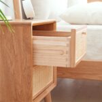 Solid Oak Bedside Table with Handwoven Rattan Drawer for Natural Home Décor - Image 4