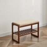 Two-Tier Wooden Entryway Bench with Soft Cushioned Seating for Modern Homes - Image 2