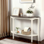 Half-Moon Modern Solid Wood Console Table with Four Legs and Double-Layer Storage for Living Room and Bedroom - Image 8