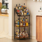 Floor Bar Cabinet with Freestanding Wine Rack - Image 4