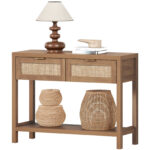 Crafted Natural Oak Console Table for Elegant Indian Homes - Image 3