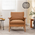 Upholstered Wooden Armchair with Cushioned Seating for Living & Study Spaces - Image 10