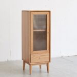 Compact Solid Oak Storage Cabinet with Clear Glass Doors for Modern Homes - Image 12