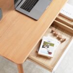 Solid Oak Wood Writing Desk with Twin Storage Drawers for Home Offices - Image 5