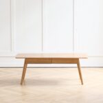 Solid Oak Wood Coffee Table with Built-In Storage Drawers for Modern Living Rooms - Image 2