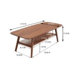 Solid Walnut Wood Coffee Table with Lower Storage Shelf for Contemporary Living Rooms - Image 4