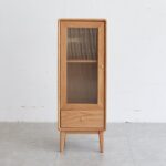 Compact Solid Oak Storage Cabinet with Clear Glass Doors for Modern Homes - Image 3