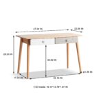 Solid Oak Wood Writing Desk with Twin Storage Drawers for Home Offices - Image 8