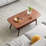 Solid Walnut Wood Coffee Table with Lower Storage Shelf for Contemporary Living Rooms - Image 2