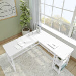 Solid Wood Corner Desk with Storage Shelves for Study and Work - Image 2