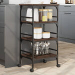 Engineered Wood Kitchen Utility Trolley – 17.7" × 13.8" × 35.2" - Image 2