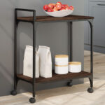 Compact Engineered Wood Kitchen Service Trolley – 23.8" × 12.2" × 28.5" - Image 10