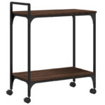 Compact Engineered Wood Kitchen Service Trolley – 23.8" × 12.2" × 28.5" - Image 3