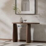 Modern Solid Wood Console Table with Sculpted Legs (Walnut Finish)
