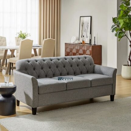 Modern Tufted Fabric 3-Seater Sofa