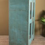 Duck Egg Blue Vintage Wooden Display Cabinet with Glass Doors - Image 6