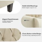 Classic Tufted Fabric 3-Seater Sofa (Cream) - Image 3