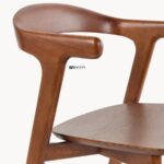 Solid Wood Arm Chair with Sculpted Backrest (Walnut Finish) - Image 4