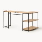 Industrial Solid Wood Study Desk with Storage Shelves - Image 3