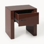 Marudhar Craft High-Gloss Mahogany 1-Drawer Luxury Bedside Table - Image 4