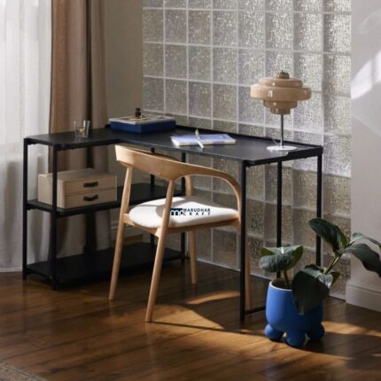 Industrial Metal Study Desk with Side Storage