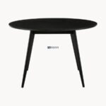 Round Black Dining Table with Tapered Legs - Image 5