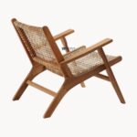 Natural Cane Wooden Lounge Single Seater Chair - Image 4