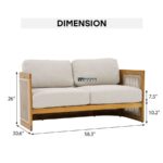 Wooden 2-Seater Sofa with Cane Side Panels - Image 4