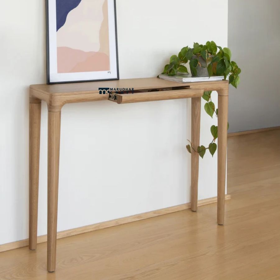 103 Solid Wood Console Table with Drawer – Natural Oak Finish - Image 1